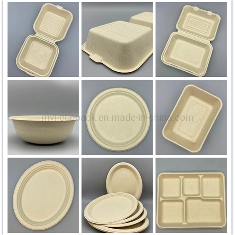 Custom Wheat Straw Takeaway Clamshell Box Disposable Biodegradable Fast Food Packaging