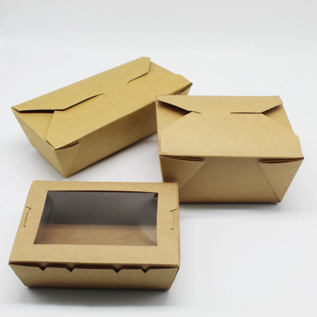 Takeaway Fast Food Packaging Kraft Paper Box for Hamburger/Salad