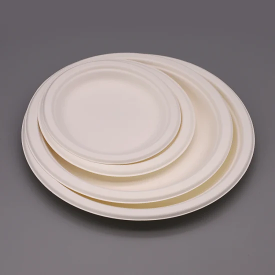 Assiettes rondes en bagasse compostable Emballages de restauration rapide de 8 pouces