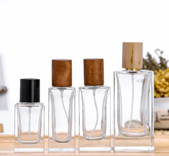 50ml 100ml personnaliser la bouteille de parfum en verre de pulvérisation vide d'emballage de luxe carré