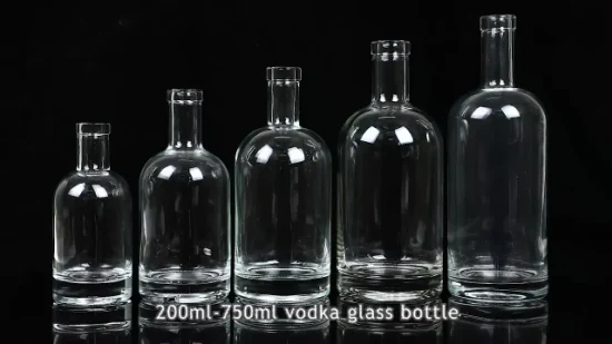 Stocké 375 ml 500 ml 700 ml 1000 ml Offset Peinture Bouteille En Verre Vide pour Vodka Liqueur Vin avec Bouchon À Vis En Liège Polymère