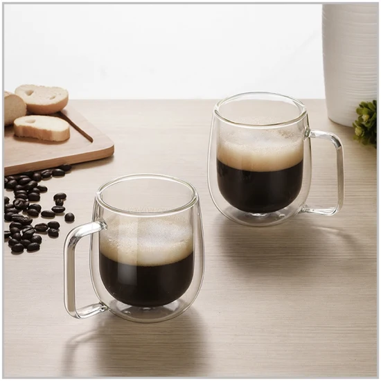 Tasses à café en verre à double paroi de 200 ml / 6,7 oz Tasses à thé en borosilicate transparent résistant à la chaleur Parfaites pour l'isolation des sachets de thé Latte Americano Cappuccino Espresso